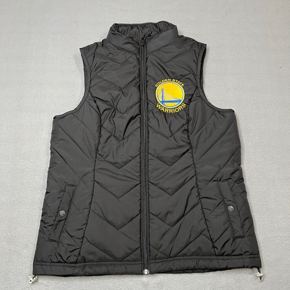 Antigua Golden State Warriors Baseball Vest Women's M Black Mock Neck 1/4 Zip